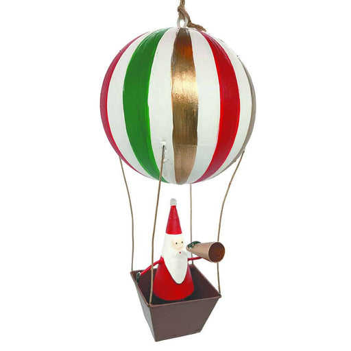 Gingerbread World European Christmas Market - Whimsical Handmade Metal Ornaments - Santa in a hot air balloon Lea276