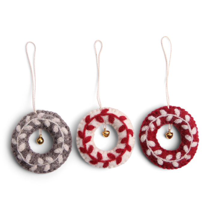 Gry & Sif Christmas Hanging Ornaments, Mini Wreaths, Set of 3