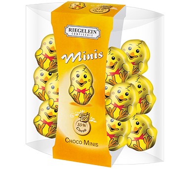 Gingerbread World European Easter Market Riegelein Solid Gold Milk Chocolate Mini Chickens in clear gift box.jpg