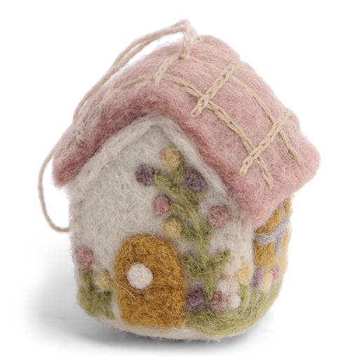 Gingerbread World European Market - Gry and Sif Felted Wool Ornaments - Tiny Springtime House Ornament for Hanging 15413