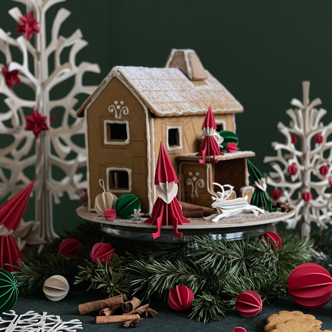 Gingerbread World European Market - Lovi Finland Wooden 3D Puzzle Figures for Christmas