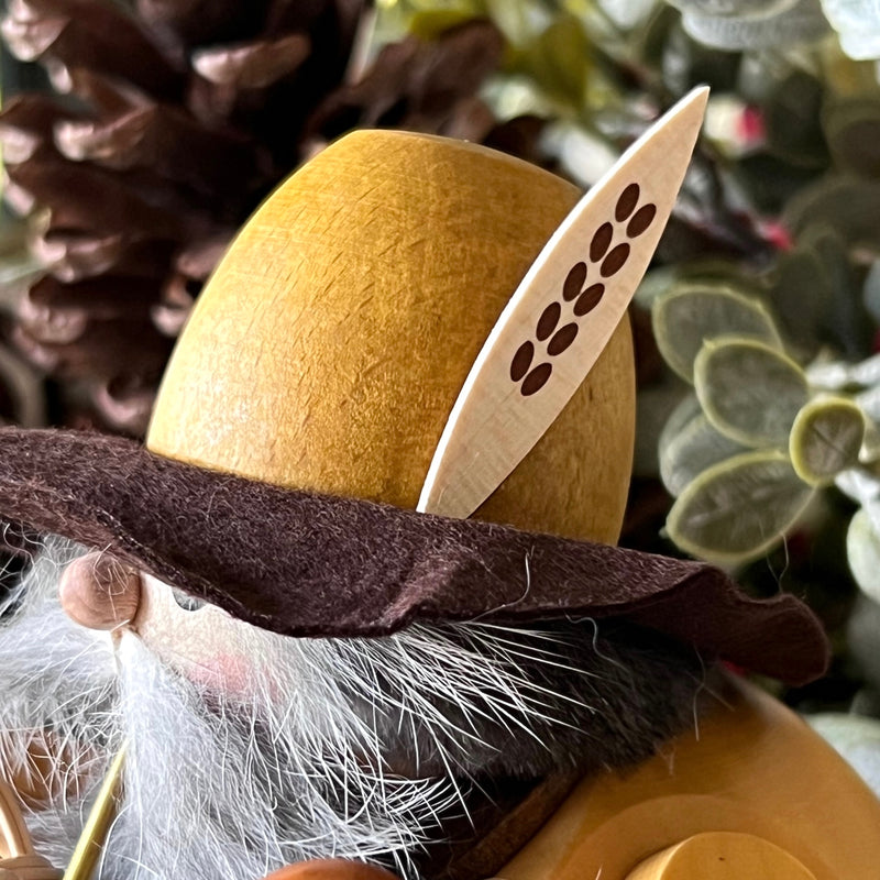 Richard Glässer Incense Smoker - Wood Gnome with Mushroom Basket, Sitting