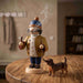Handcrafted Seiffener Volkskunst Dog Walker incense smoker with a Dachshund, smoking pipe and traditional clothing, made in Seiffen, Germany.