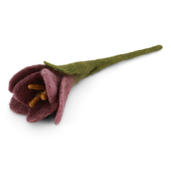 Gry & Sif handmade felt purple crocus flower crafted from New Zealand wool on a stem.