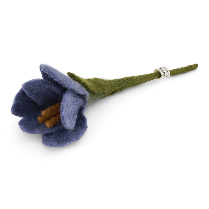 Gry & Sif handmade felt purple crocus flower crafted from New Zealand wool on a stem.