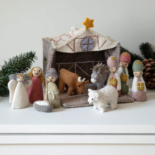 Gingerbread World European Christmas Market En Gry and Sif Scandinavia Felted Wool Nativity Play Set