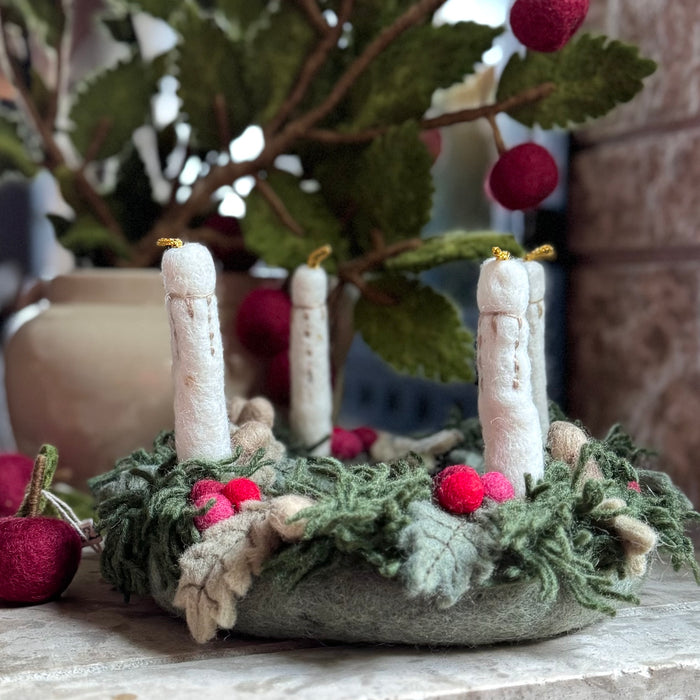 Gry & Sif Felted Wool Wreath - Nordic Forest Advent Ring
