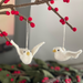 Gingerbread World European Christmas Market En Gry and Sif Scandinavian Design Felted Wool Hanging Ornament Peace Dove Set of 2 12021