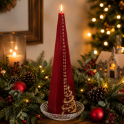 European Advent Countdown Candle with gold Christmas tree design, pyramid candle for Advent  Gingerbread World European Christmas