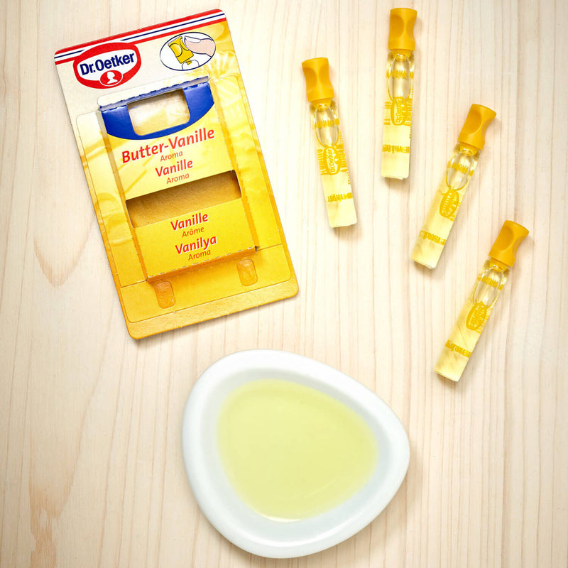 Dr. Oetker Butter-Vanille vanilla flavouring vials for German baking, Christmas cookies and European desserts