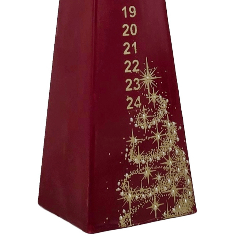European Advent Countdown Candle with gold Christmas tree design, pyramid candle for Advent  Gingerbread World European Christmas
