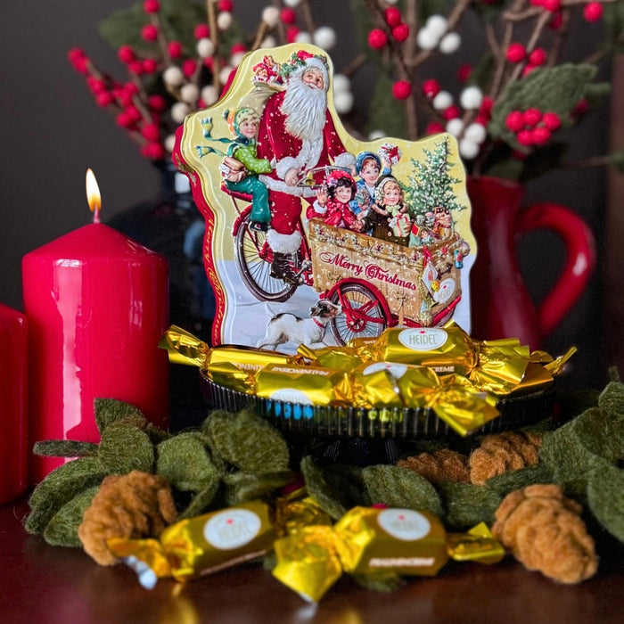Confiserie Heidel Nostalgic Santa on a Bicycle Gift Tin