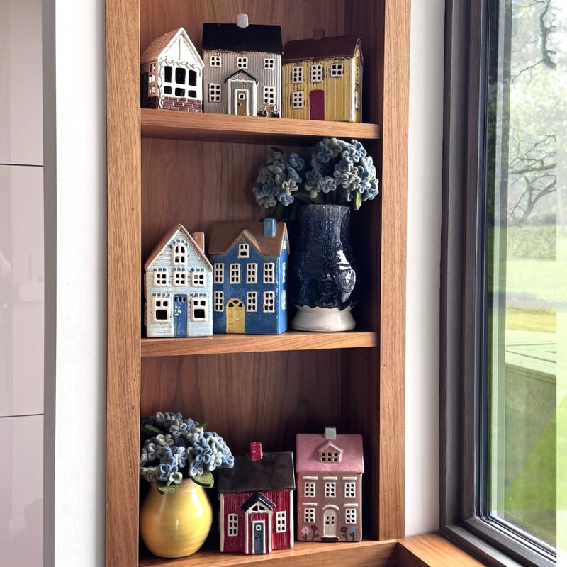 IB Laursen Ceramic Tealight House, Visby Cottage with Bicycle & Black Roof