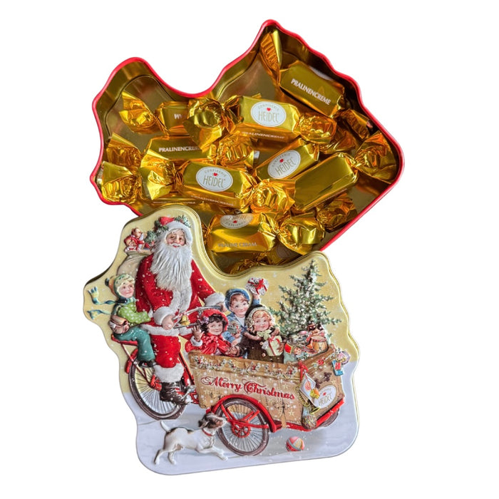Confiserie Heidel Nostalgic Santa on a Bicycle Gift Tin