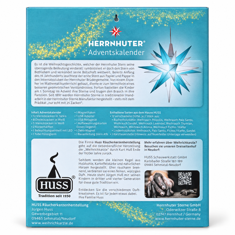 Gingerbread World Herrnhuter Sterne Canada - Herrnhuter Moravian Advent Star Advent Calendar 2026 - Limited Edition Turquoise and White