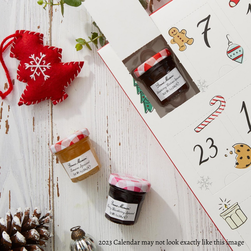 Gingerbread World Bonne Maman Jams and Spreads Advent Calendar 2023 - suggestion of what inside of calendar will look like