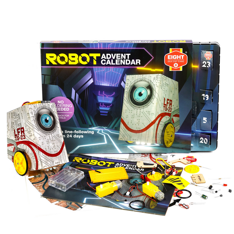 Robot Advent Calendar to build a working line-following robot in 24 steps | Gingerbread World European Christmas