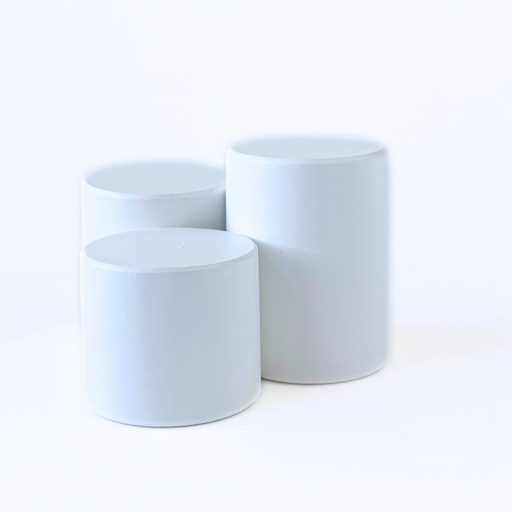 Gingerbread World Drechslerei Martin Decorative Round Wooden Base, Set of 3 - White