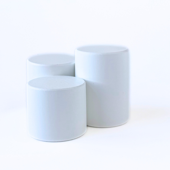 Gingerbread World Drechslerei Martin Decorative Round Wooden Base, Set of 3 - White