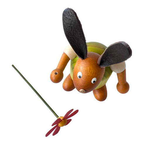 Gingerbread World European Easter Market - Drechslerei Martin Wooden Figures - Bunny with Flower