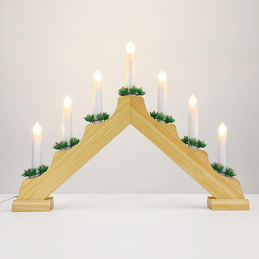Gingerbread World European Christmas Market - Wooden Candle Arch with 7 LED Candles
