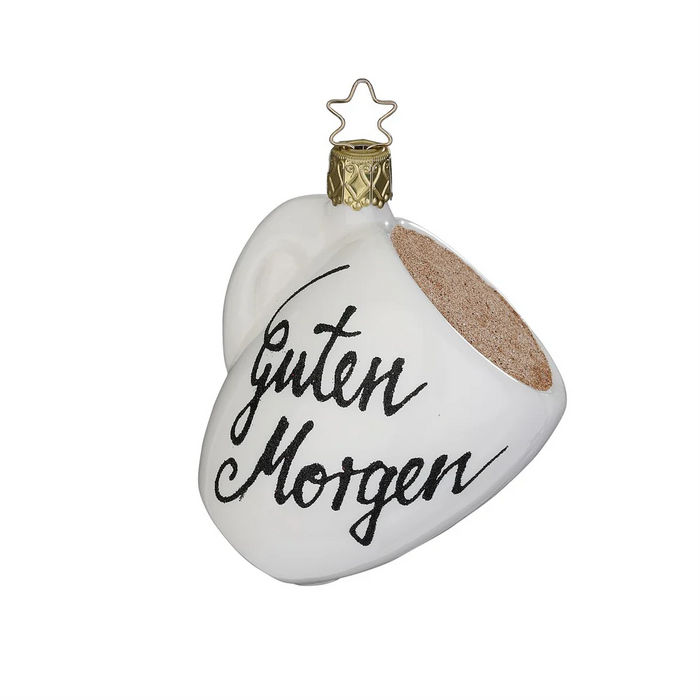 Gingerbread World European Christmas - Inge-Glas Manufaktur Blown Glass Ornament - Scent of Coffee Guten Morgan Coffee Cup 10120S022