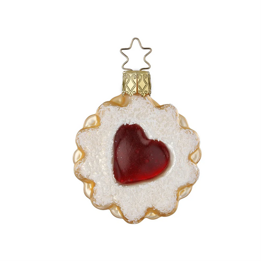 Gingerbread World European Christmas - Inge-Glas Manufaktur Blown Glass Ornament - Terrace Cookie Austrian Linzer 10004S023