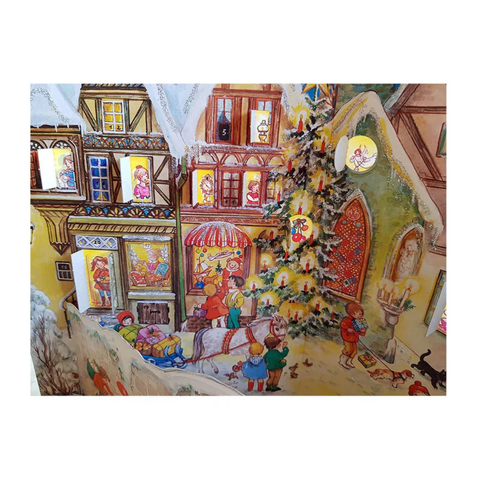 Richard Sellmer Verlag Vintage Free Standing Paper Advent Calendar, "Altstadt Wall"