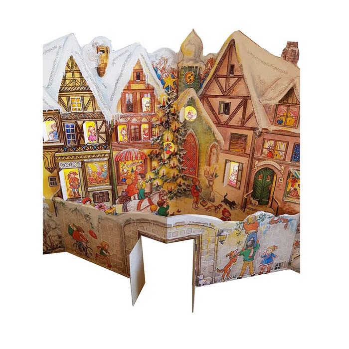 Richard Sellmer Verlag Vintage Free Standing Paper Advent Calendar, "Altstadt Wall"