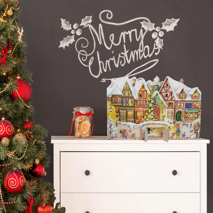 Richard Sellmer Verlag Vintage Free Standing Paper Advent Calendar, "Altstadt Wall"