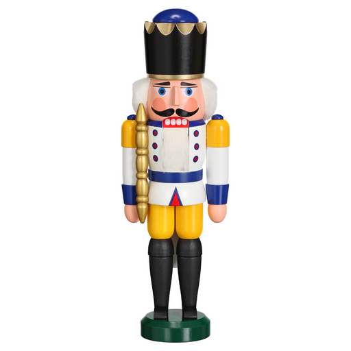 Gingerbread World European Christmas - Seiffener Volkskunst Christmas Nutcracker - White and Yellow King 113013