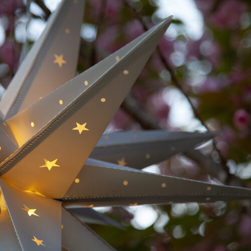 Gingerbread World European Christmas Market - White Moravian Star Light, Fold-Flat, LED Lights, Outdoor Rated