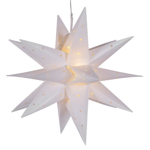 Gingerbread World European Christmas Market - 30 inch White Moravian Star Light, Fold-Flat, LED Lights, Outdoor Rated