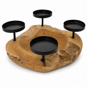 Rustic wooden Advent wreath candle holder with four candle cups for Advent candles | Gingerbread World European Christmas