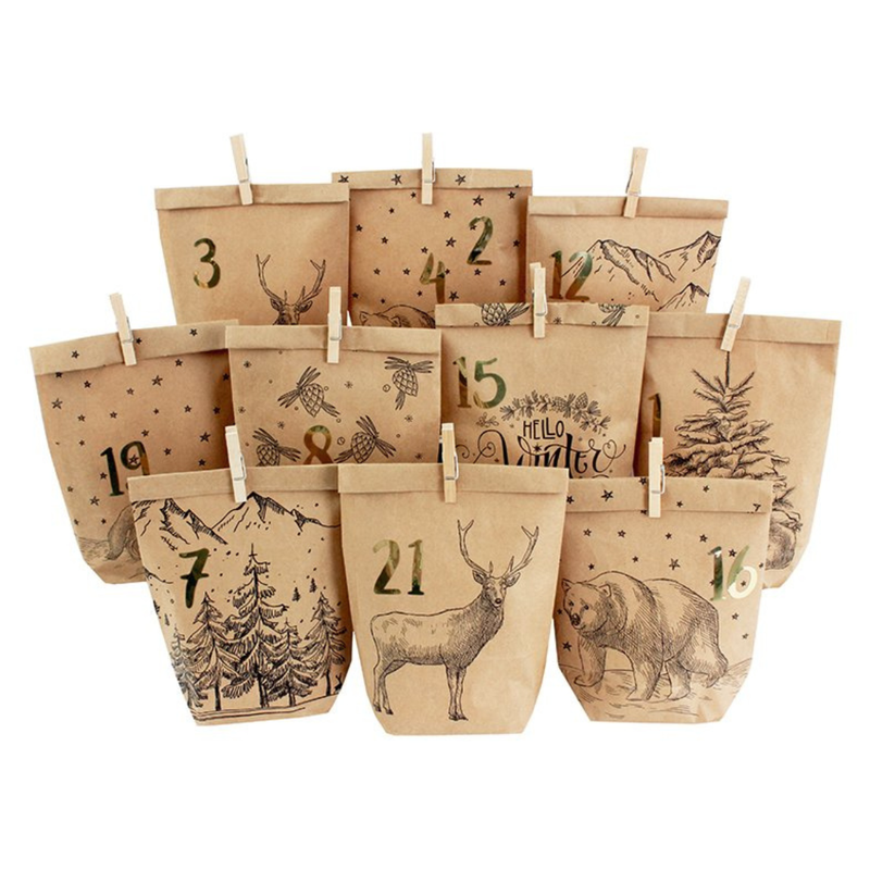 DIY Advent Calendar paper bags with numbered kraft bags for a fill-your-own Christmas countdown | Gingerbread World European Christmas