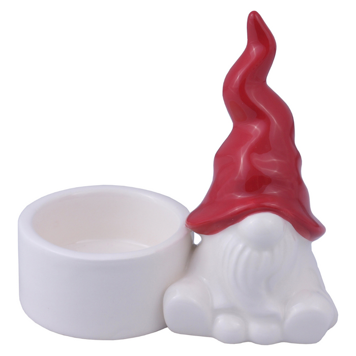 Gingerbread World European Christmas Market - Candle Holer for Pillar Candle - Scandinavian Tomte Gnome - Red with White