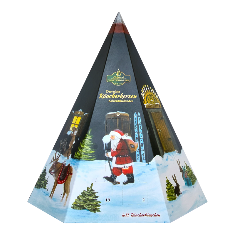 Crottendorfer Incense Cone Advent Calendar with 24 German incense cones and reusable cottage burner | Gingerbread World European Christmas