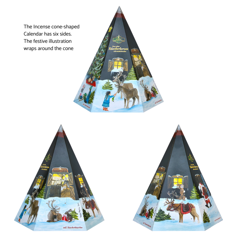 Crottendorfer Incense Cone Advent Calendar with 24 German incense cones and reusable cottage burner | Gingerbread World European Christmas