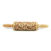 Gingerbread World European Christmas Market - Folkroll Engraved Wooden Rolling Pin - Moose and Maple Leaves FKL53001