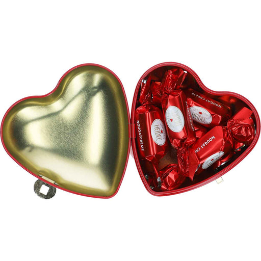 Heidel Fairy Tale Chocolate Gift Tin Christmas Heart with Nutcracker-inspired keepsake design and German chocolate pralines.