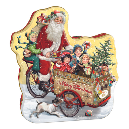 Gingerbread World European Christmas Market - Heidel Chocolate Gift Tin - Nostalgic Santa on a Bicycle CH40231