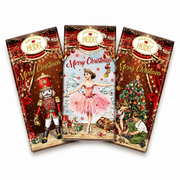 Heidel Fairy Tale 3 pack of mini German milk chocolate bars with Nutcracker-inspired Christmas artwork.