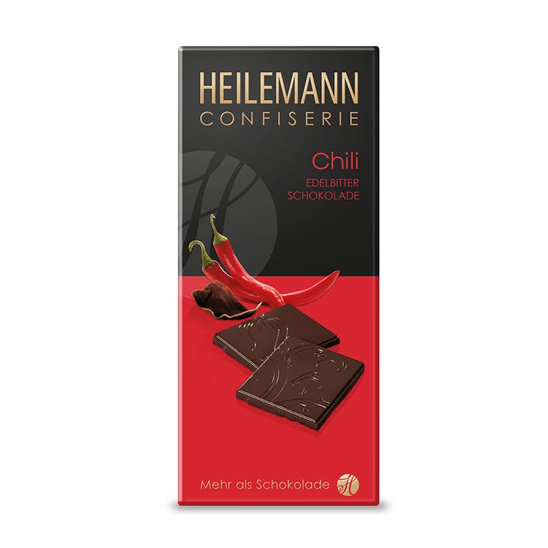Heilemann 62% dark chocolate bar with chili, premium German chocolate 80 g – Gingerbread World European Christmas