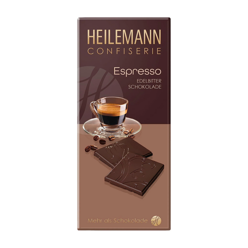 Heilemann 62% dark chocolate bar with espresso, premium German chocolate with roasted coffee beans 80 g – Gingerbread World European Christmas