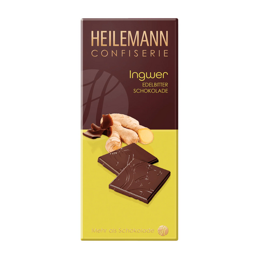 Heilemann 62% dark chocolate bar with ginger, premium German chocolate 80 g – Gingerbread World European Christmas