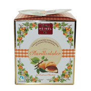Heindl Marillentaler gift cube with individually wrapped milk chocolates filled with apricot and marzipan.