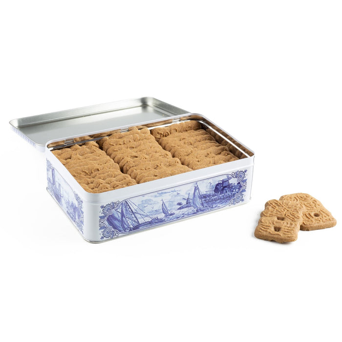 Gingerbread World European Christmas Market - Hellema Almond Speculaas in Blue Delft Tin 400 g