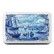 Hellema Spekulatius (Speculoos) spiced biscuits in a decorative Delft Blue collectible gift tin.