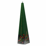 European Advent Countdown Candle – Green Holly pyramid candle for the 24-day Christmas countdown | Gingerbread World European Christmas