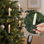 Set of twenty 3.5-inch wireless LED clip-on Christmas tree candles with remote control, warm white light, and 6-hour timer for large Christmas trees